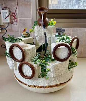 מזרקה בנויה שמנת מיוחדת בעבודת יד שחור שמנת